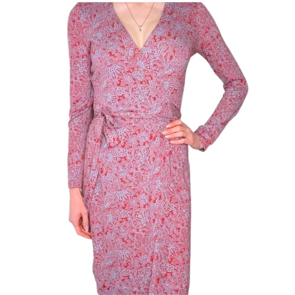 DVF Diane Von Furstenberg Vintage Silk Wrap Dress Paisley Long Sleeve Size 2